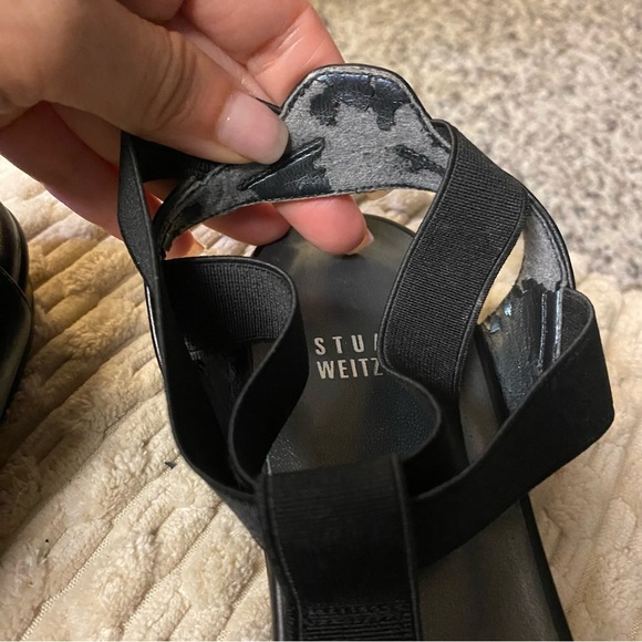 Stuart Weitzman Black Low Heeled Sandals - Size 8 1/2M - Picture 5 of 16